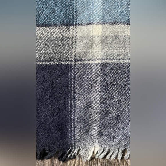 Jack Fraser wool scarf. Navy, sky blue, grey charcoal - Picture 1 of 9